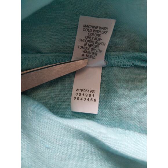 J. Jill Love Linen Button Down Shirt Size Medium Seafoam Green 100% Linen - Picture 5 of 7